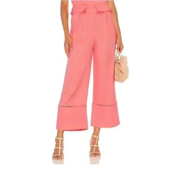 Cult Gaia Elle Wide Leg Linen Pant Magnolia Pink Large - Picture 8 of 9